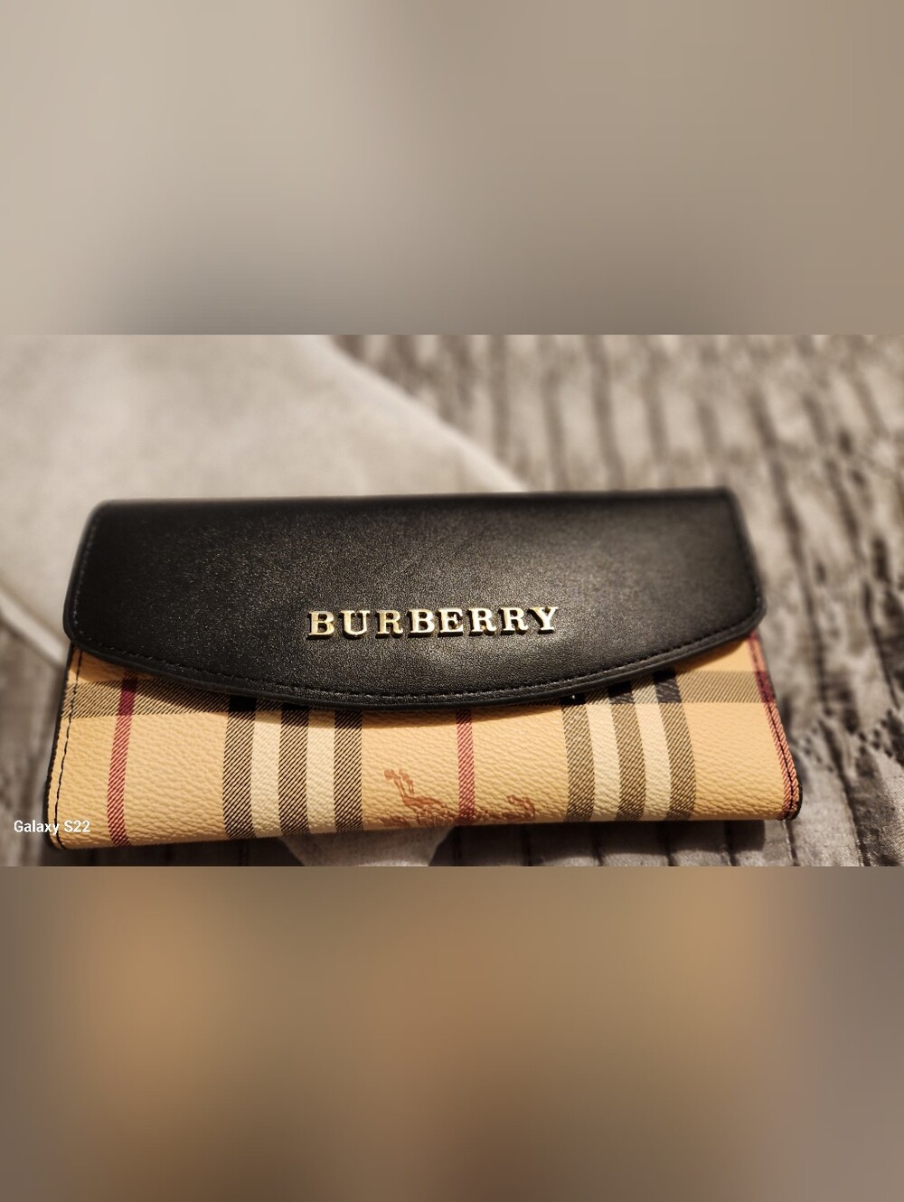 PRELOVED FASHION Black & Beige Vintage Check Continental Wallet